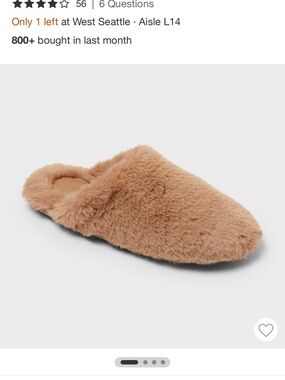 NWT Target Auden Emily Faux Fur Cozy Slip-On Slipper - Camel